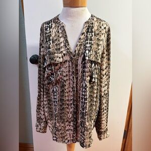 Dana Buchman Brown Snake Print Blouse